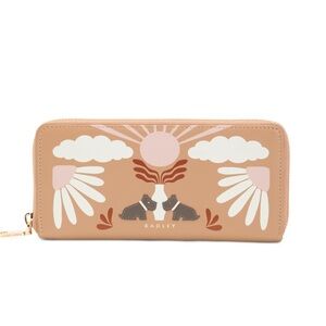 Radley London Tan and Pink Women's Leather Zip Around Rising Sun Wallet